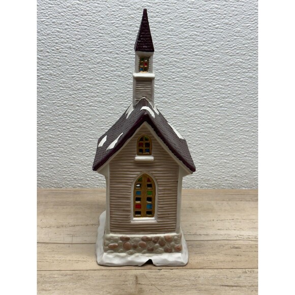 Vtg 1993 Christmas Valley Collection Lighted Porcelain Grace Chapel Church - Picture 7 of 15